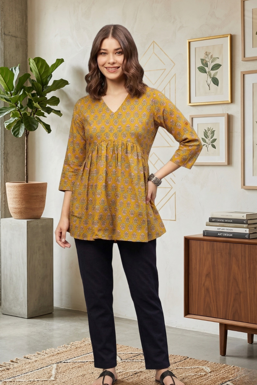 28inch Printed Kurti -Everyday Cotton Kurtis for Women