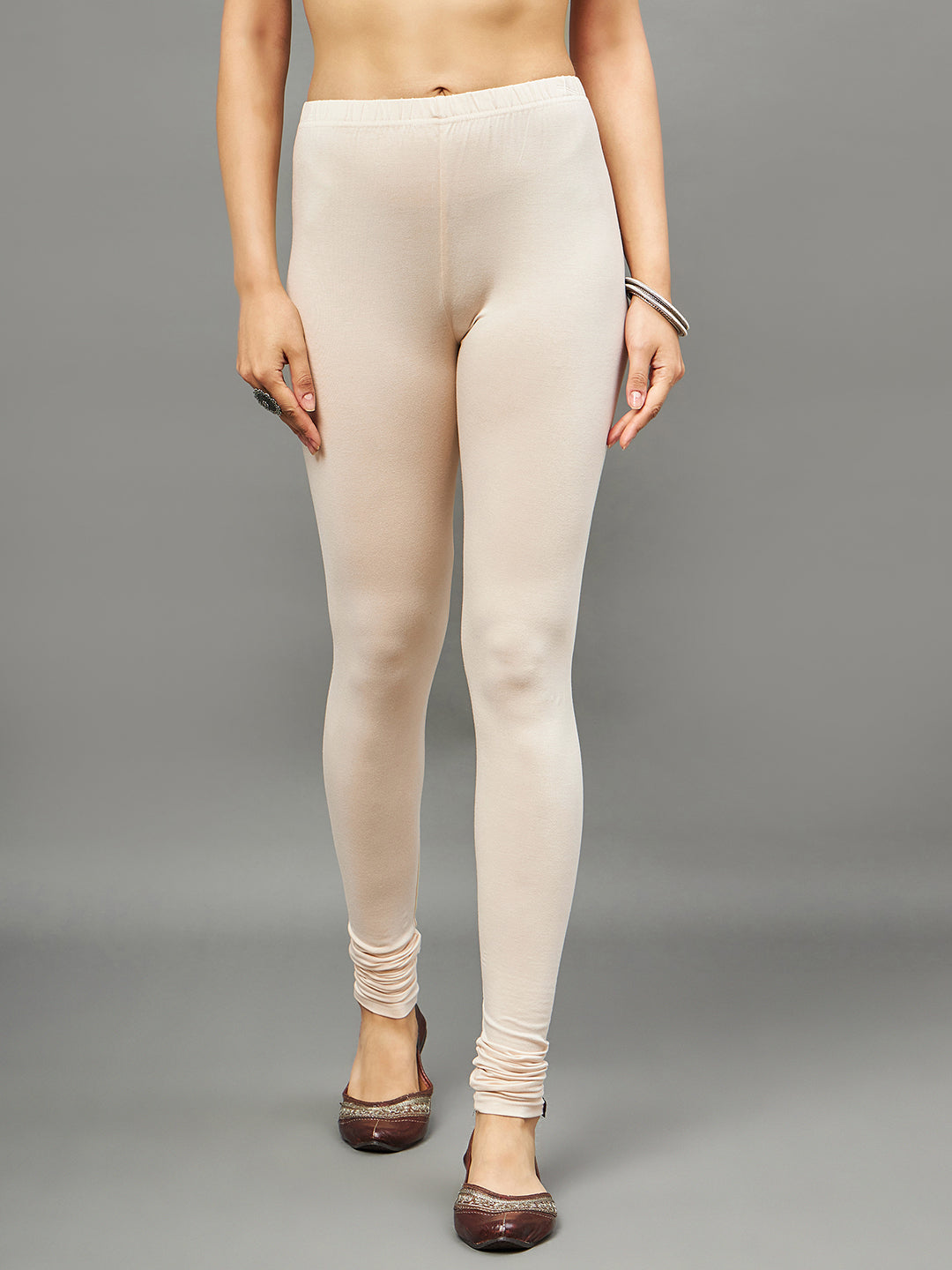 Off White Viscose Chudidar Leggings
