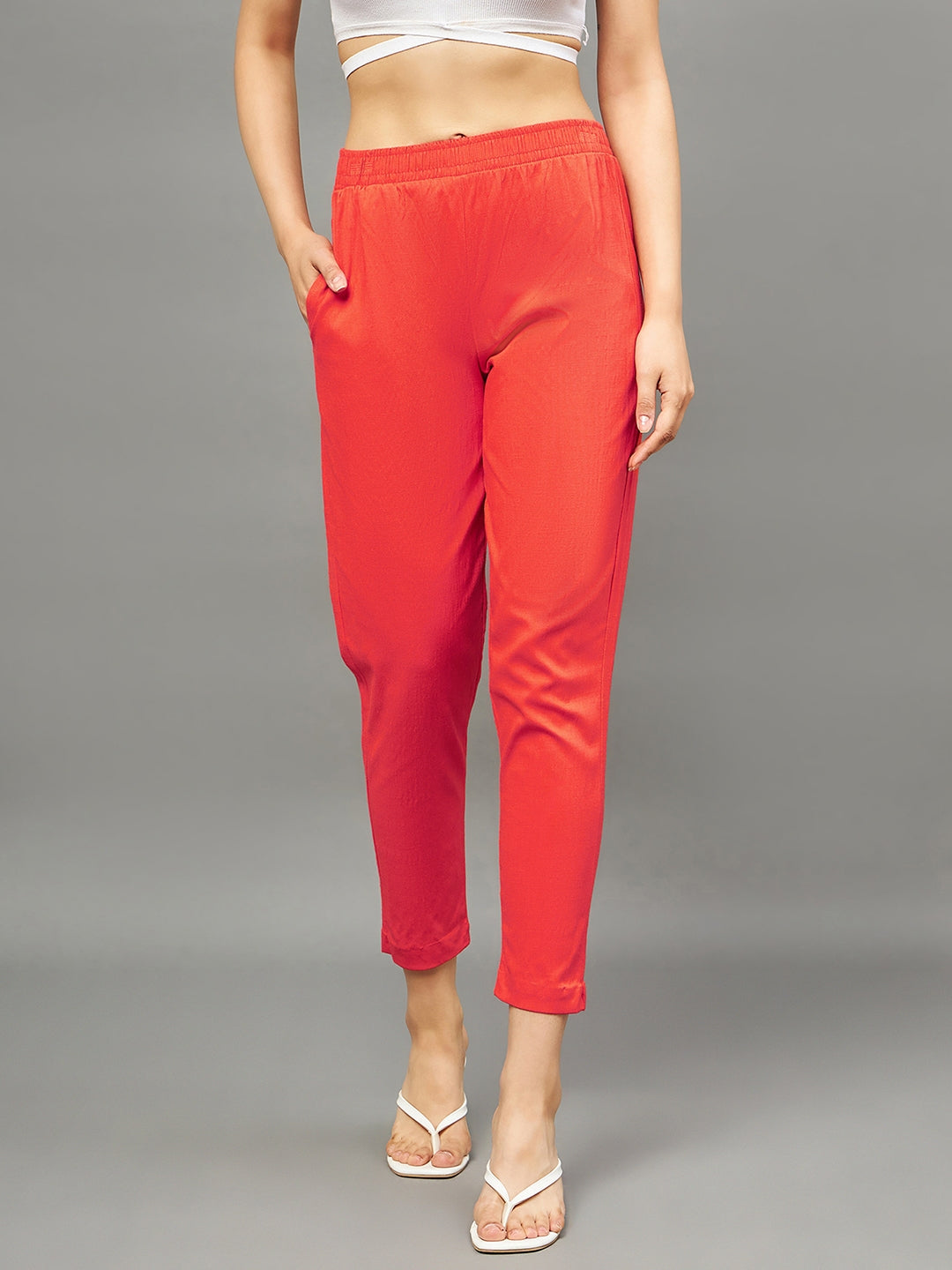 Peach Colour Straight Pant