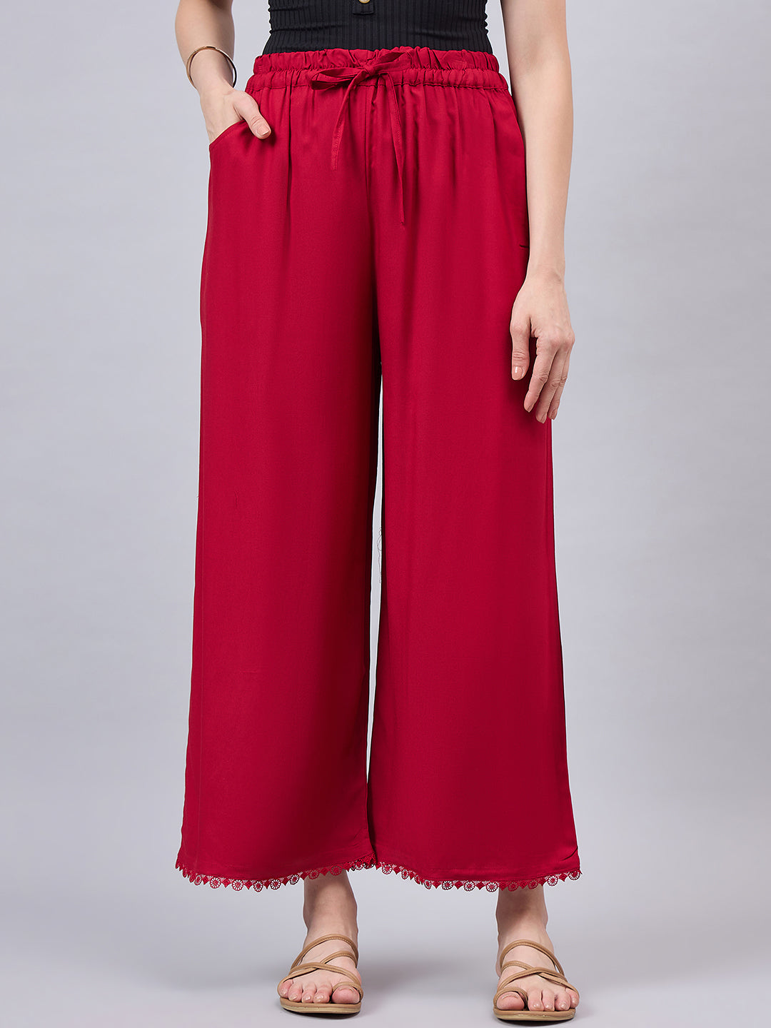 Maroon Lace Palazzos
