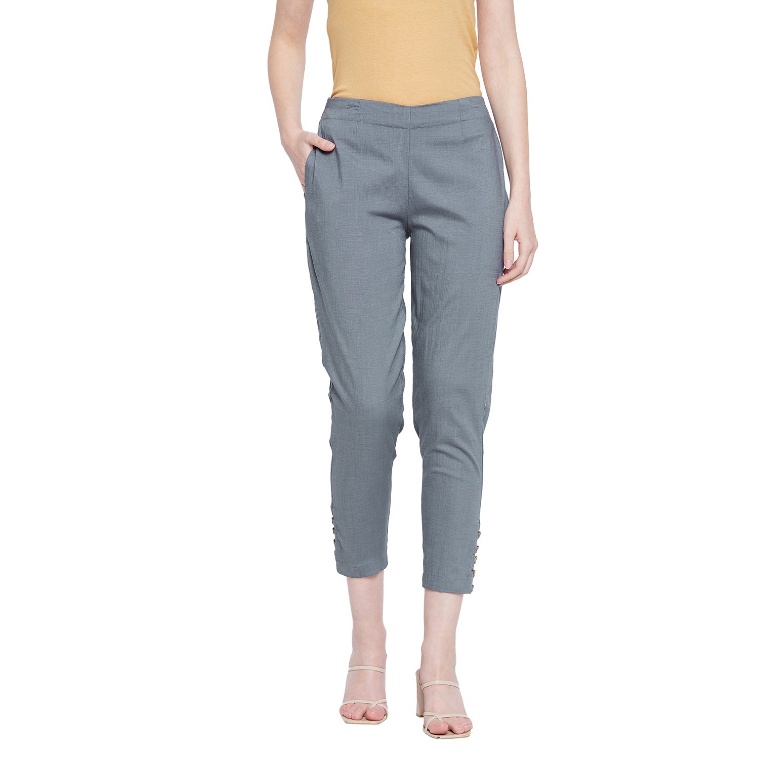 Navy Blue Button Pant