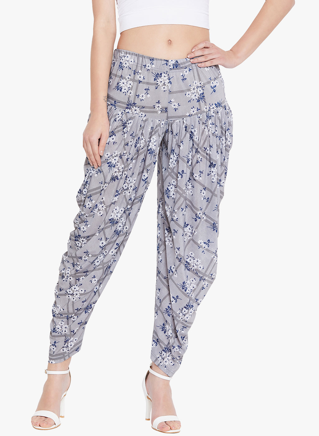 Lilac Floral Printed Dhoti