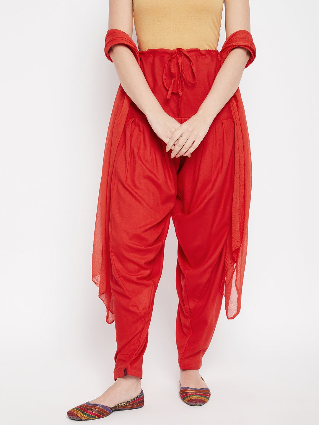 Red Rayon Plain Patiala(No Duppatta)