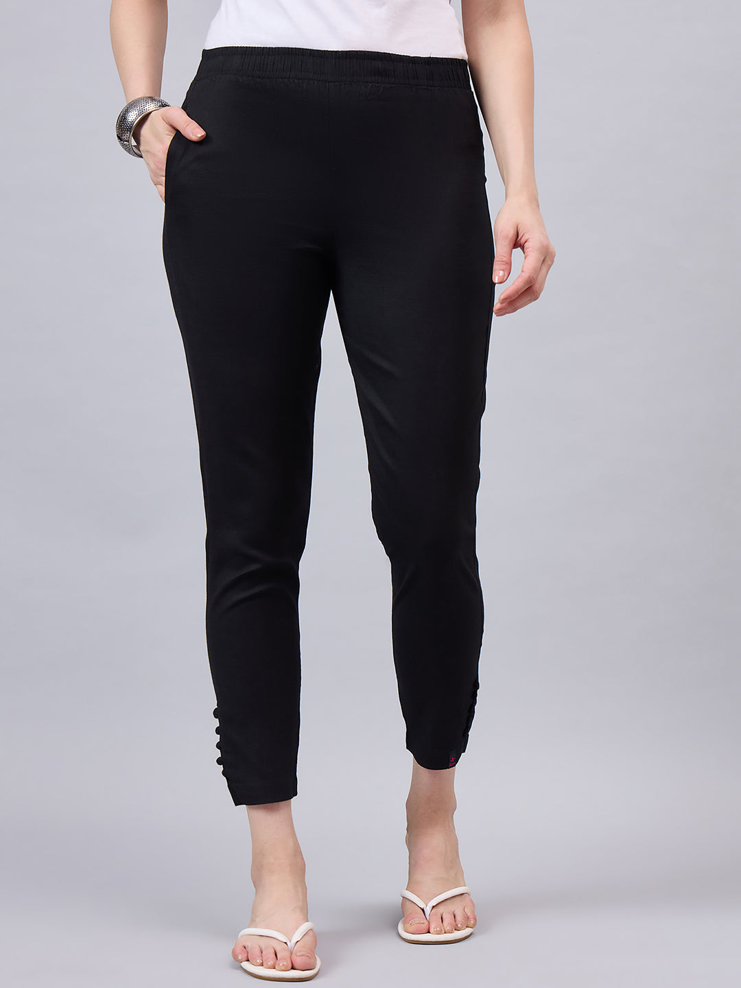 Black Regular Fit Potli Pants