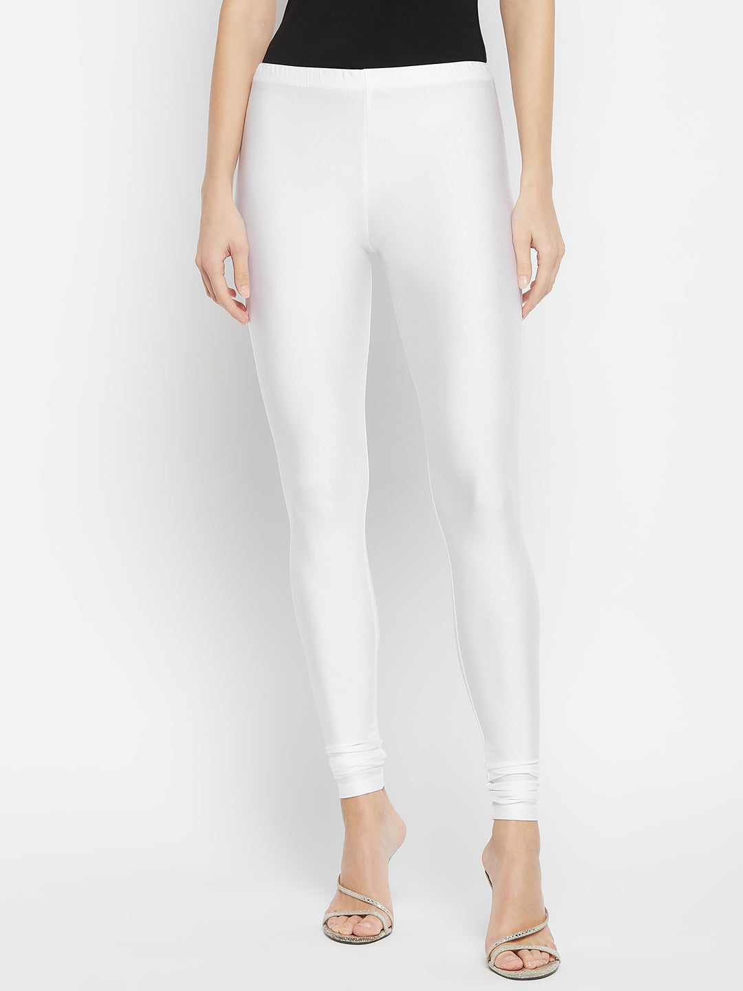 White Metallic Leggings - Ankle Length