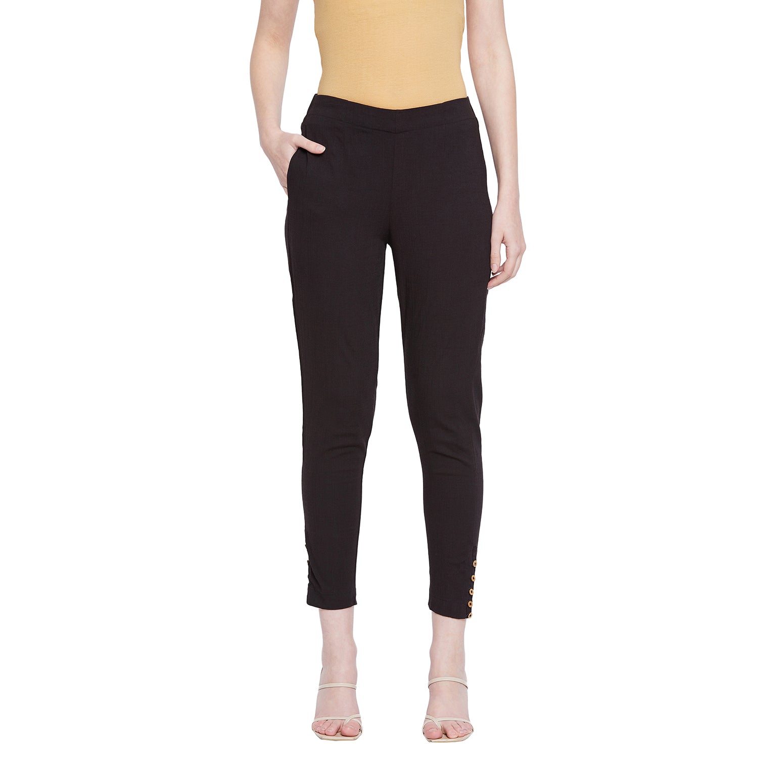 Black Button Pant Black