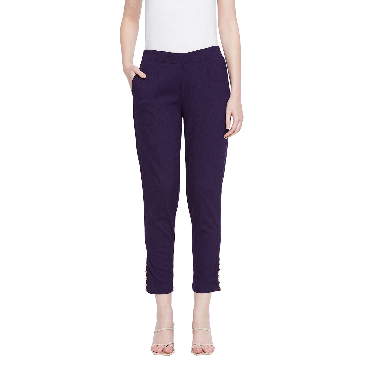 Navy Blue Button Pant