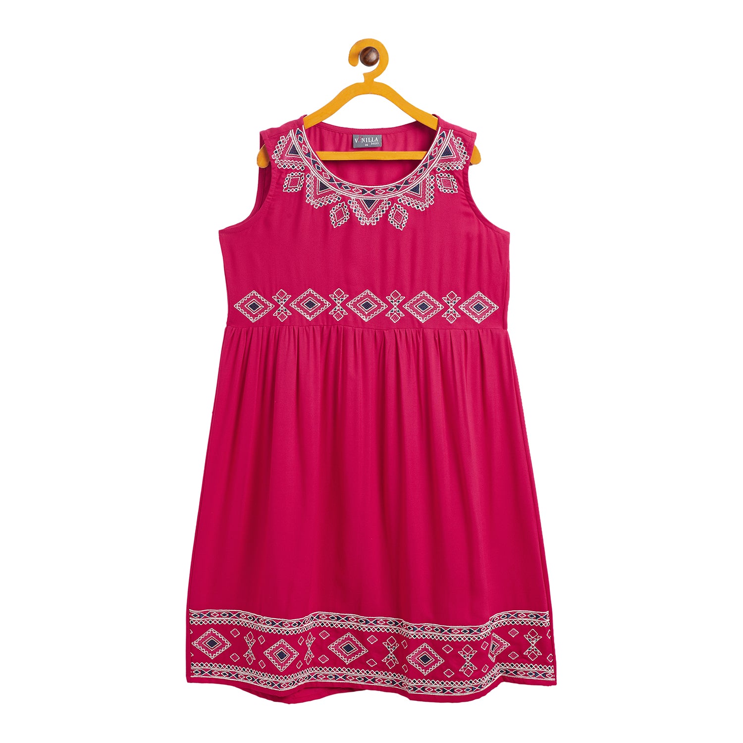 Kids Pink Emb Dress