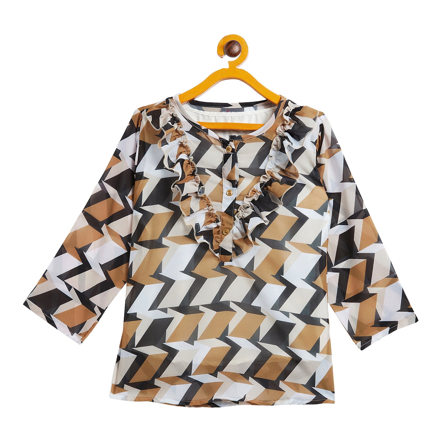 Kids Top Zig Zag Printed Collar Pattern