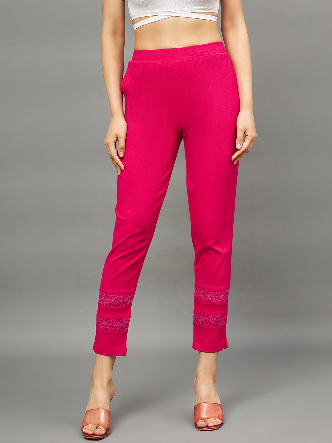 Pink Colour Double Lace Pant – The Pajama Factory