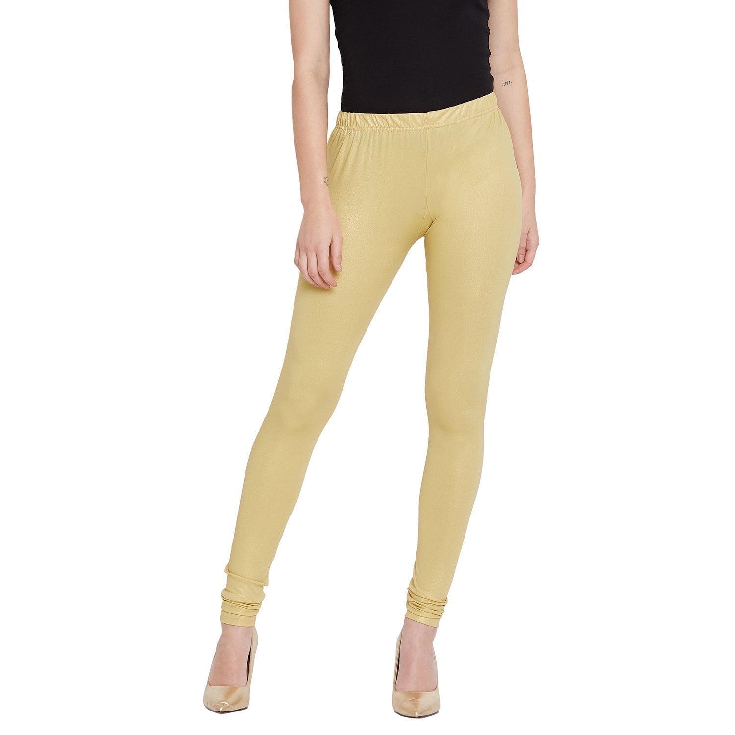 Light Gold Shimmer Leggings - Ankle Length