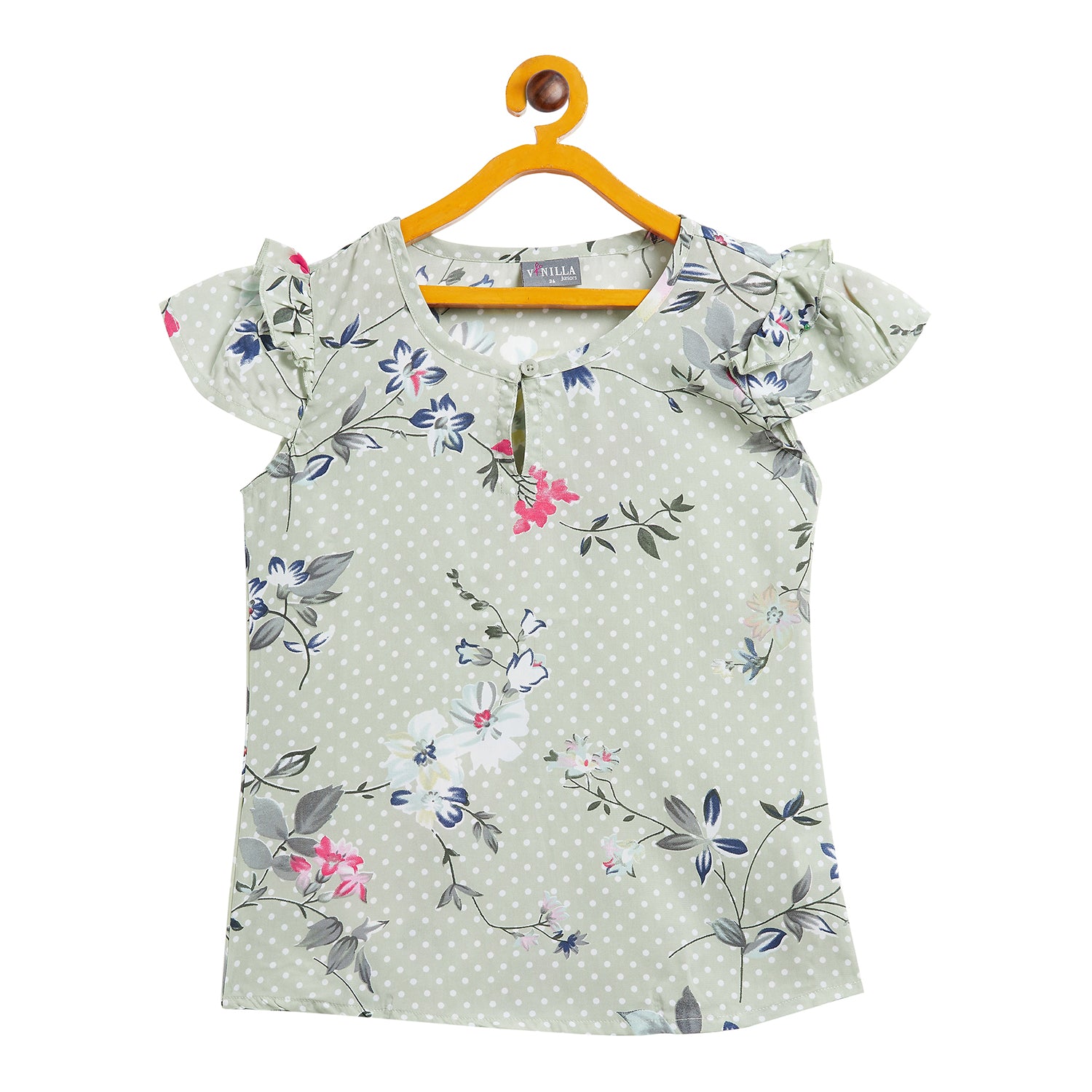 Kids Top Floral Pattern - Light Green