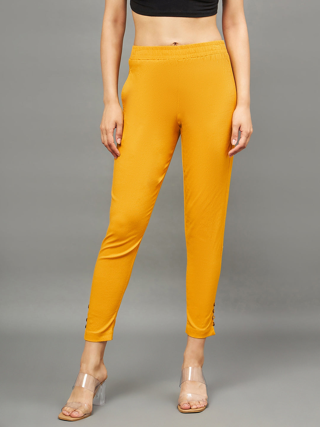 Mustard Regular Fit Potli Pants