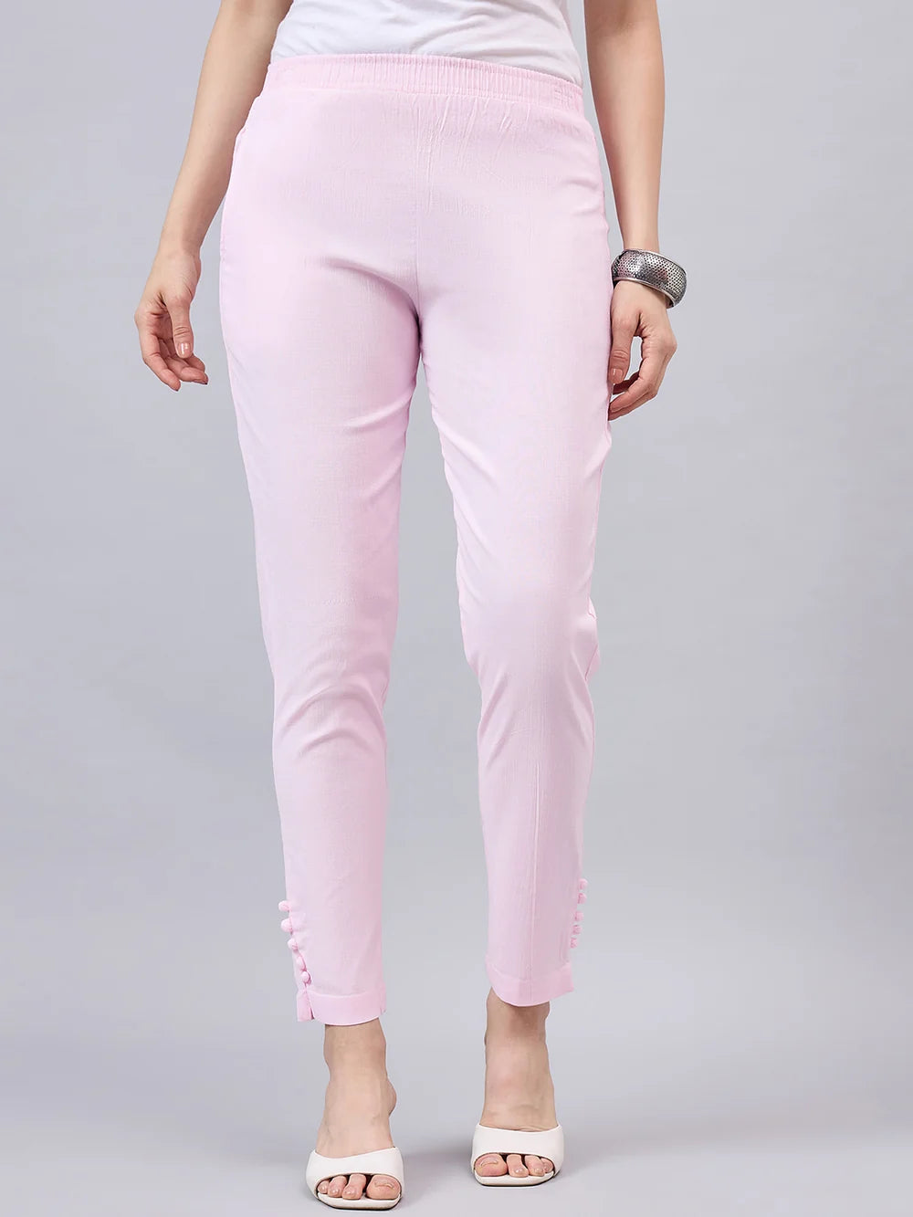 Baby Pink Regular Fit Potli Pants
