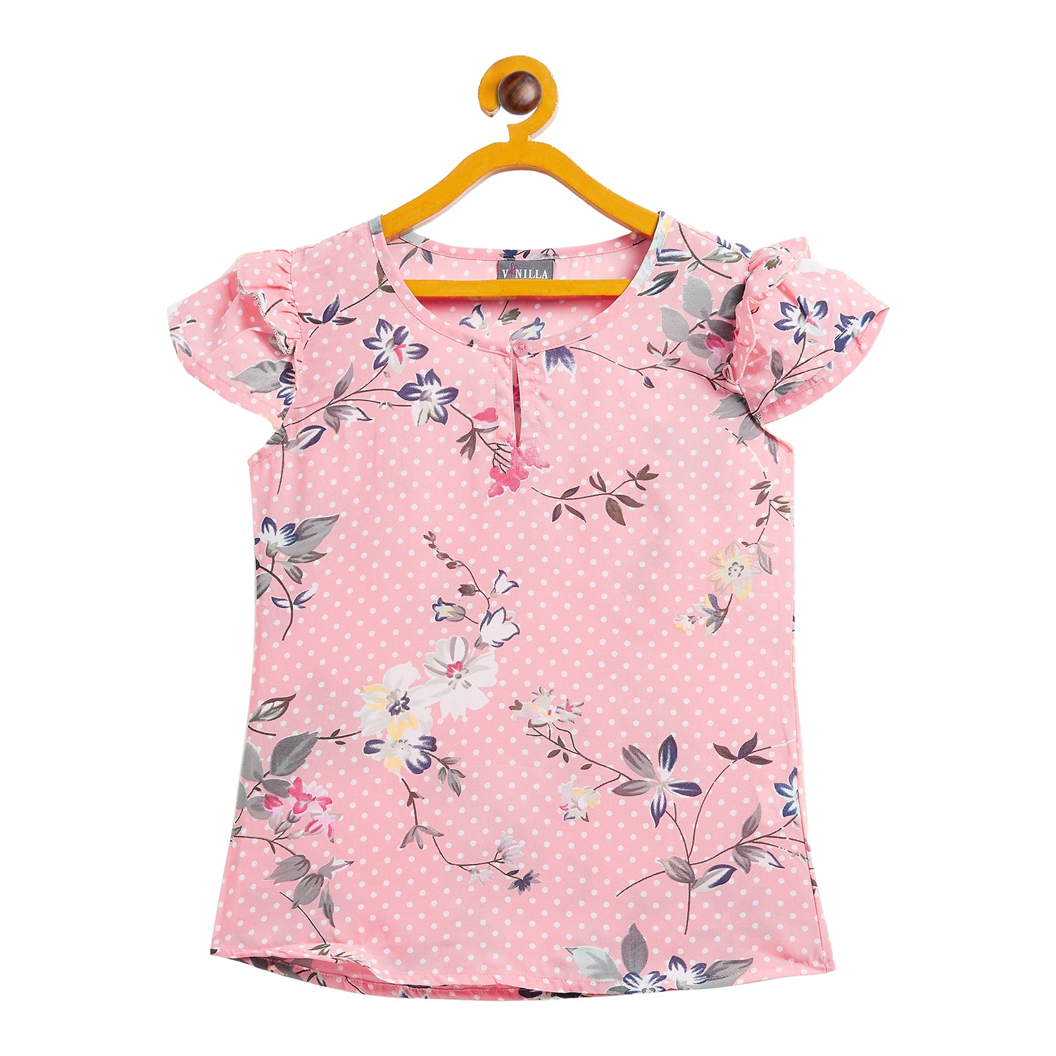 Kids Top Floral Pattern - Peach