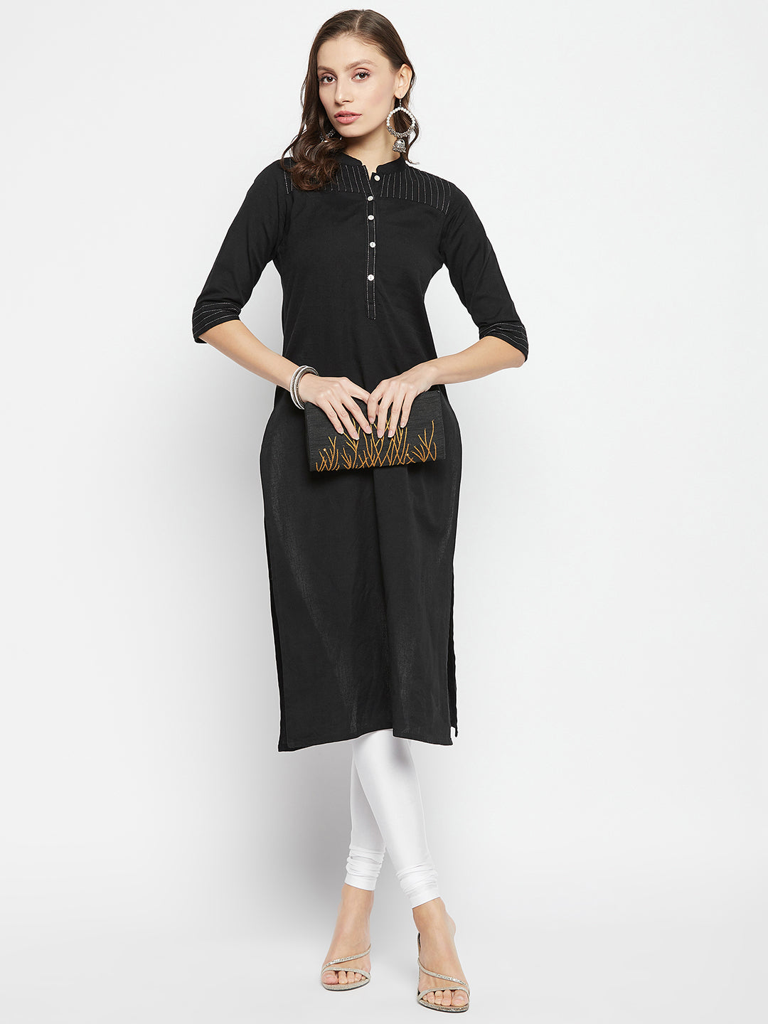 White Metallic Leggings - Chudi Length