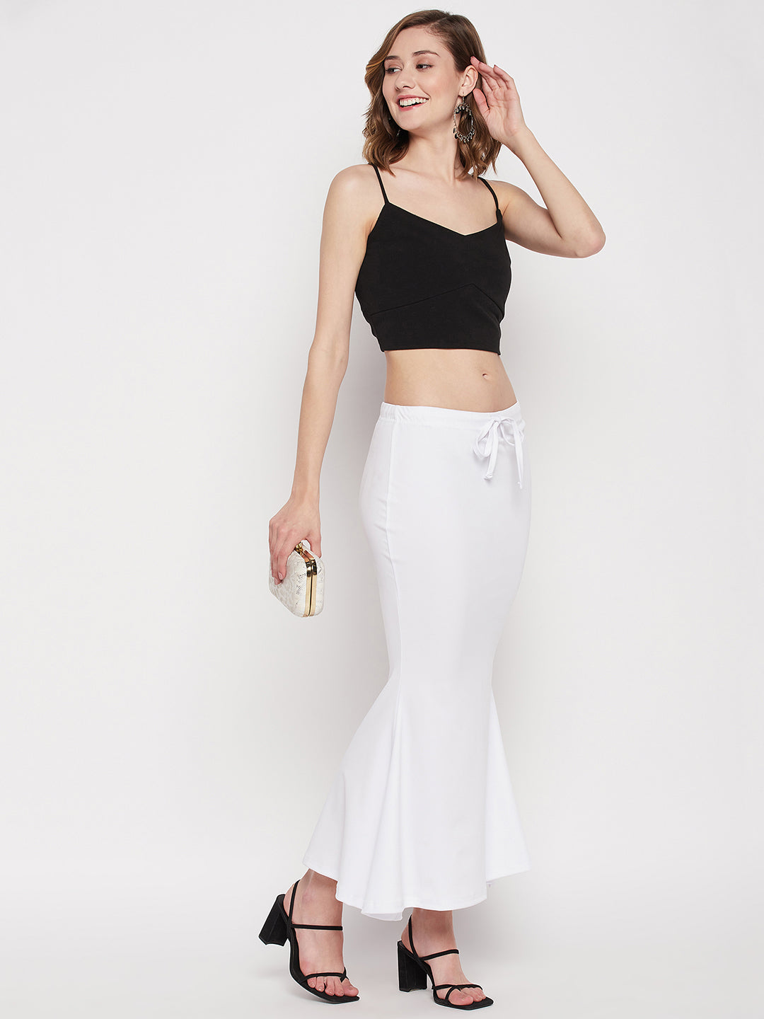 Poly Cotton Lycra Petticoat Saree Shapewear Inskirt - White – The Pajama  Factory