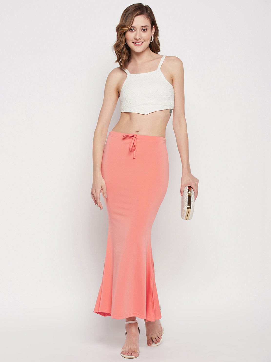 Poly Cotton Lycra Petticoat Saree Shapewear Inskirt - Peach – The