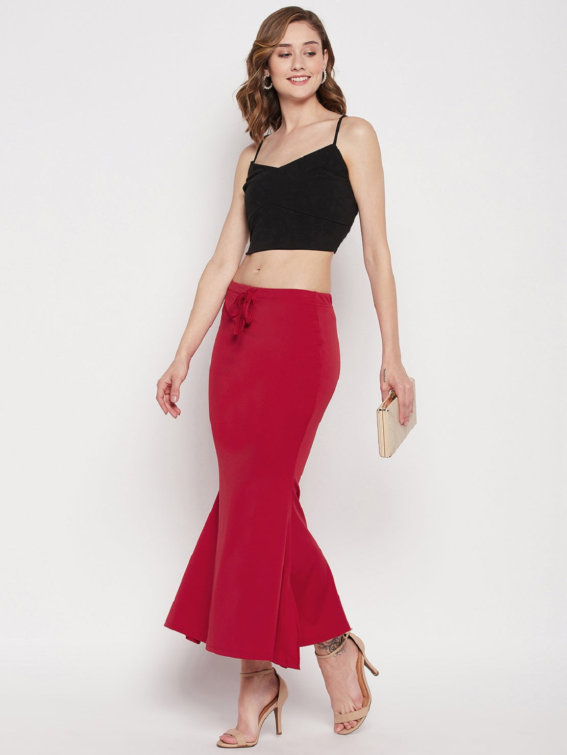 Poly Cotton Lycra Petticoat Saree Shapewear Inskirt - Red – The Pajama  Factory