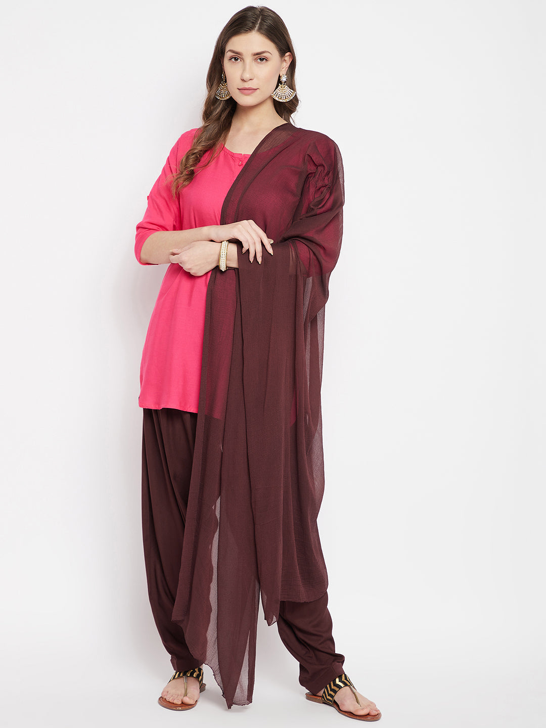 Brown Rayon Plain Patiala(No Duppatta) One size