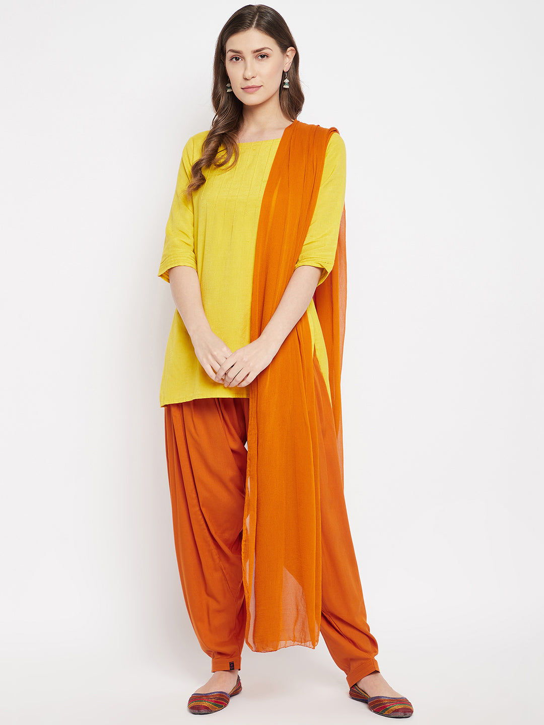 Dark Orange Rayon Plain Patiala (No Duppatta ) One size