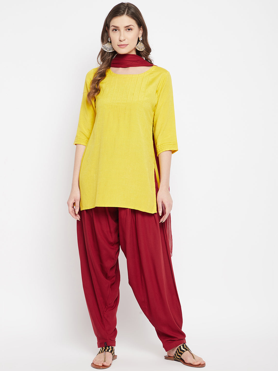 Maroon Rayon Plain Patiala(No Duppatta) One size