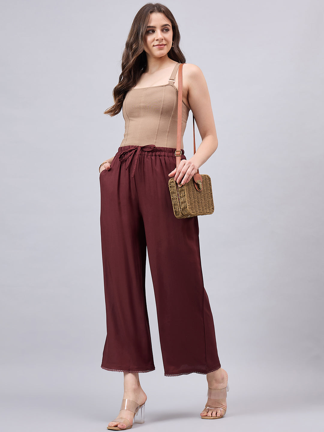 Brown Lace Palazzos