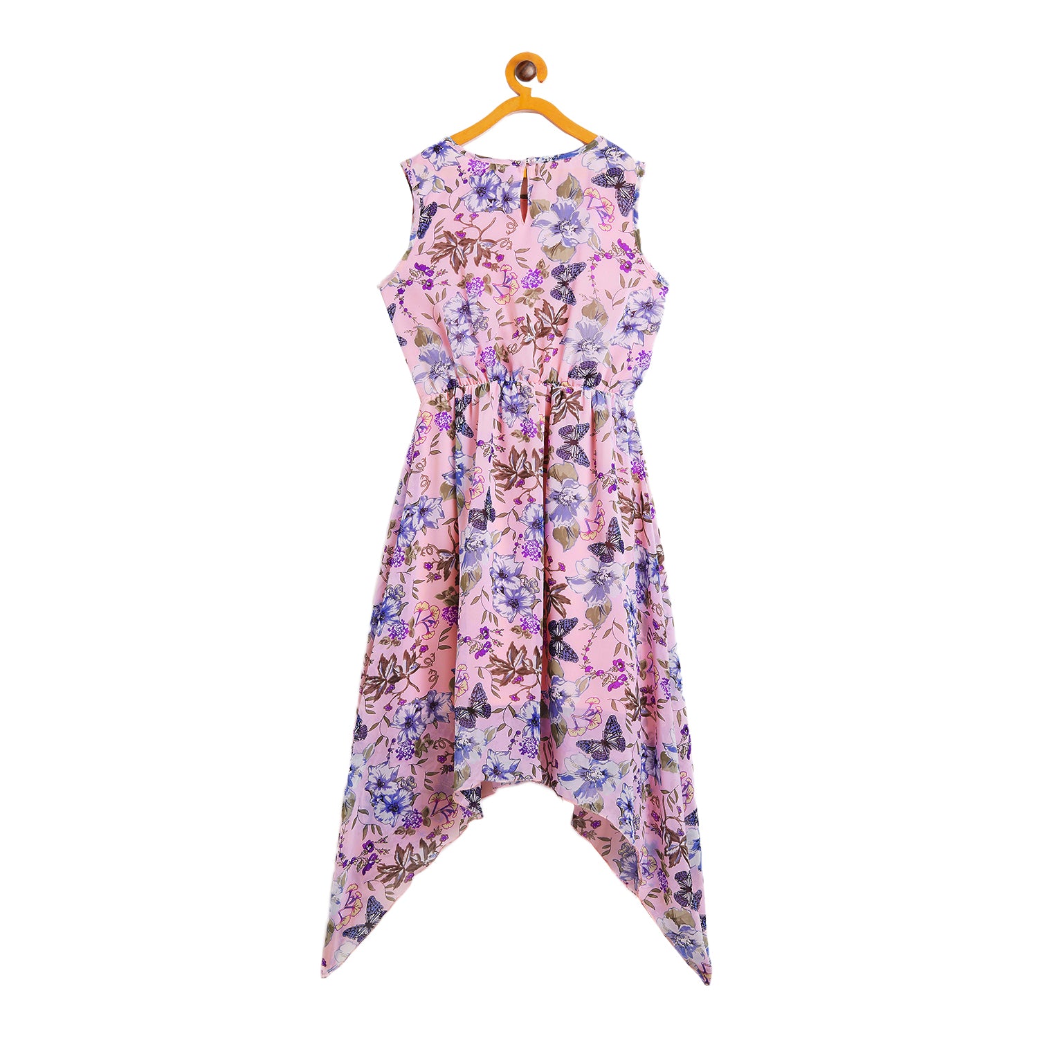 Kids Pink Designer Dress with Floral Pattern