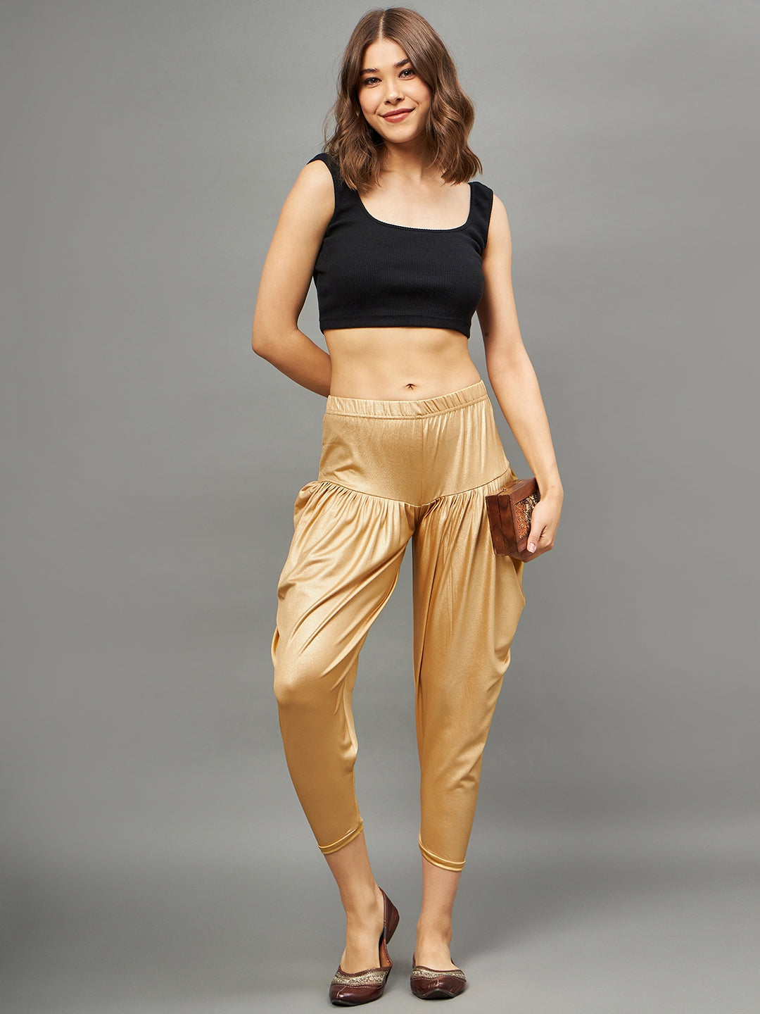 Medium Gold Shimmer Dhoti Pants Free size