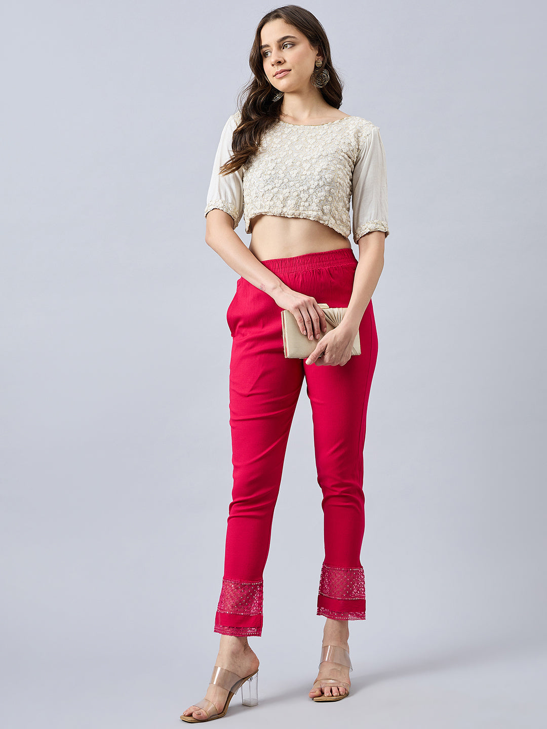 Pink Sequin Lace Pants M Rani pink