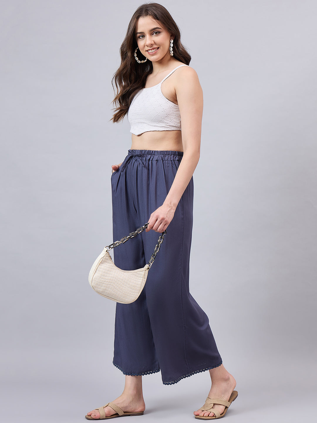 Dark Grey Lace Palazzos