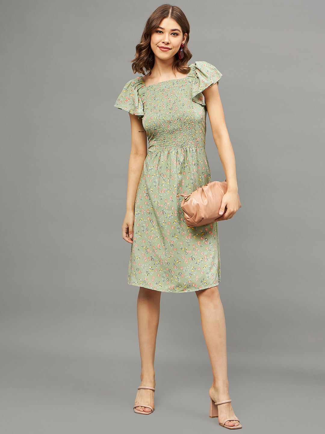 Floral Summery Dress pista green L