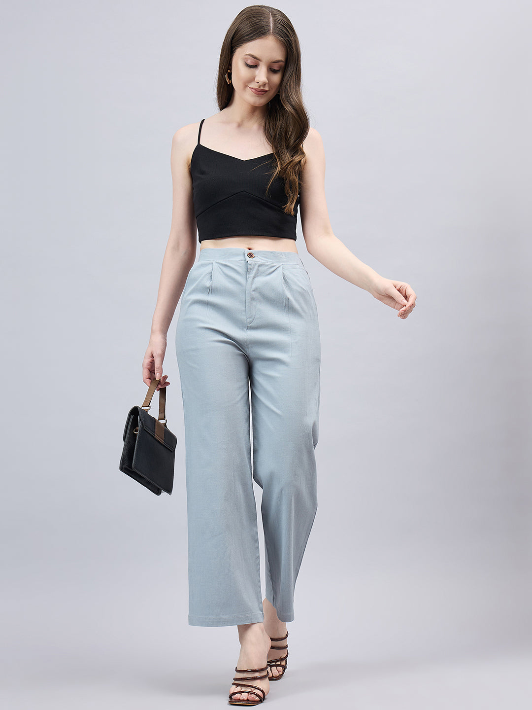 Light Grey Bell Bottom Pants L Gray