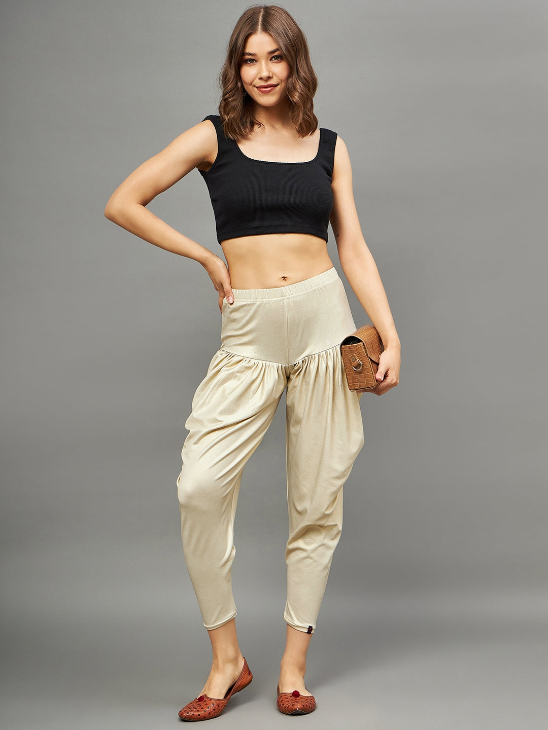 Light Gold Shimmer Dhoti Pants