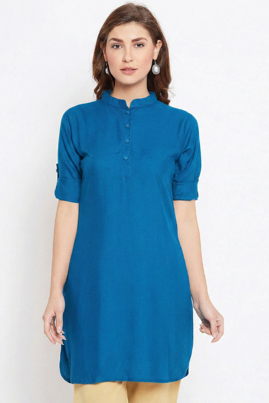 Blue Solid Color Kurti