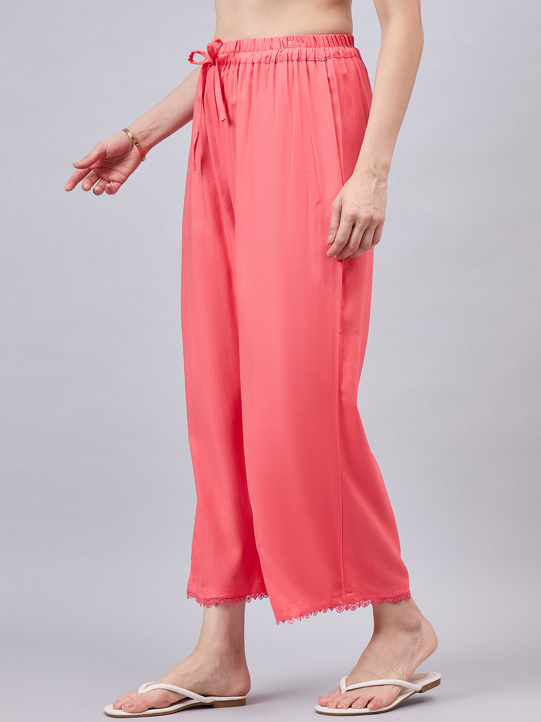 Peach Lace Palazzos