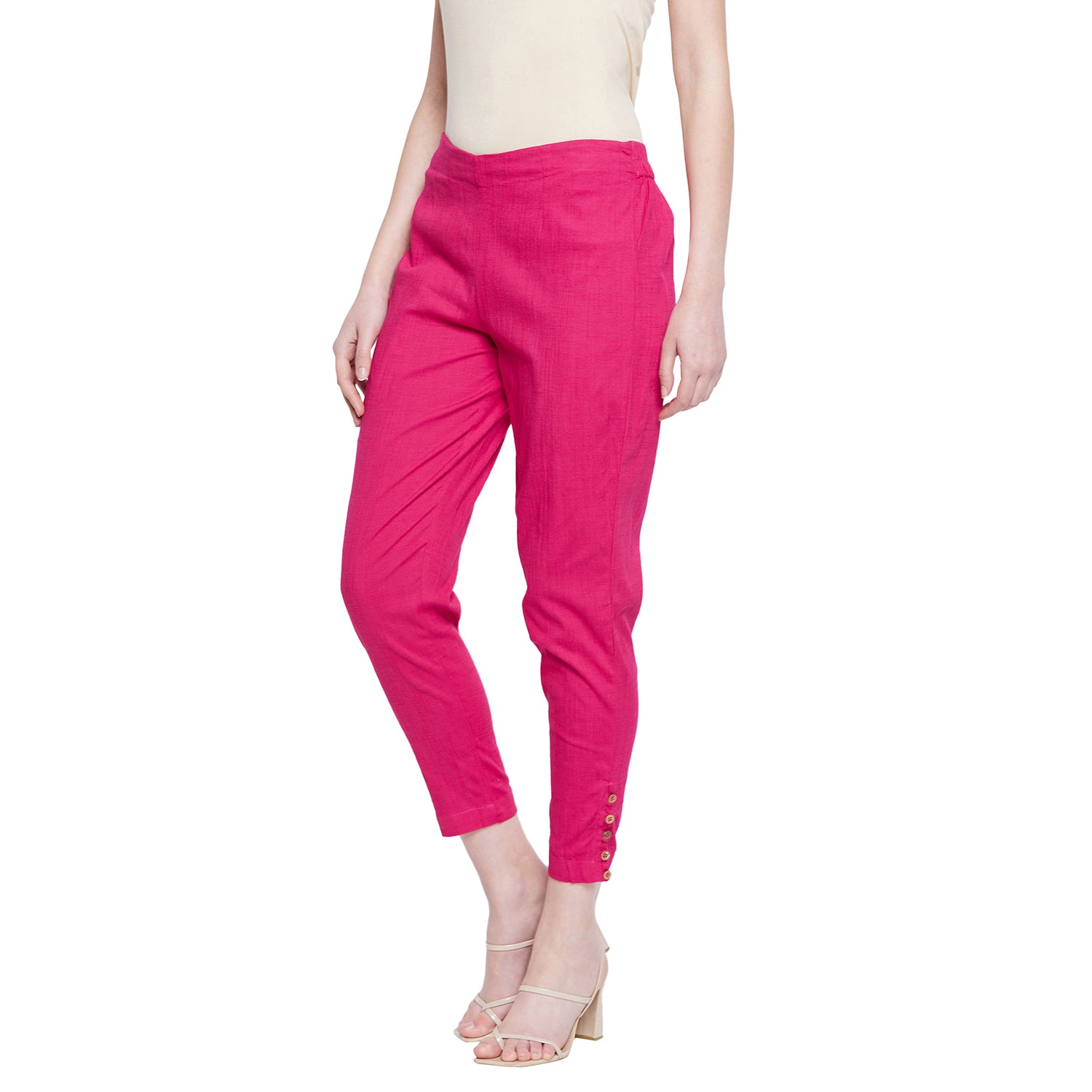 Peach Button Pant Deeppink M