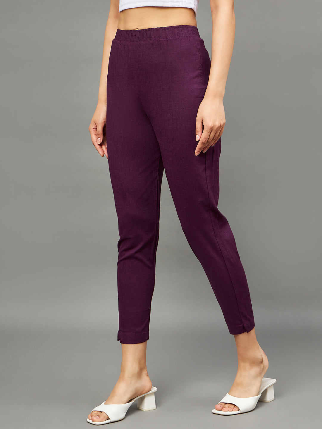 Purple Colour Straight Pant