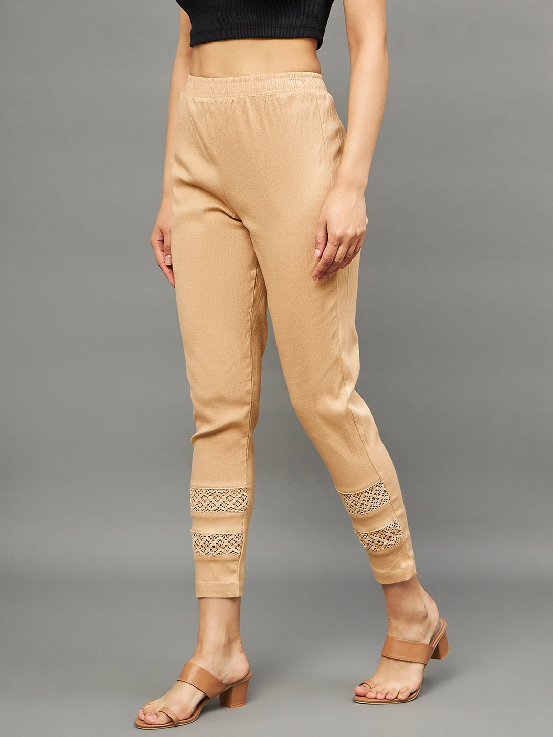 Beige Double Lace Pants XL