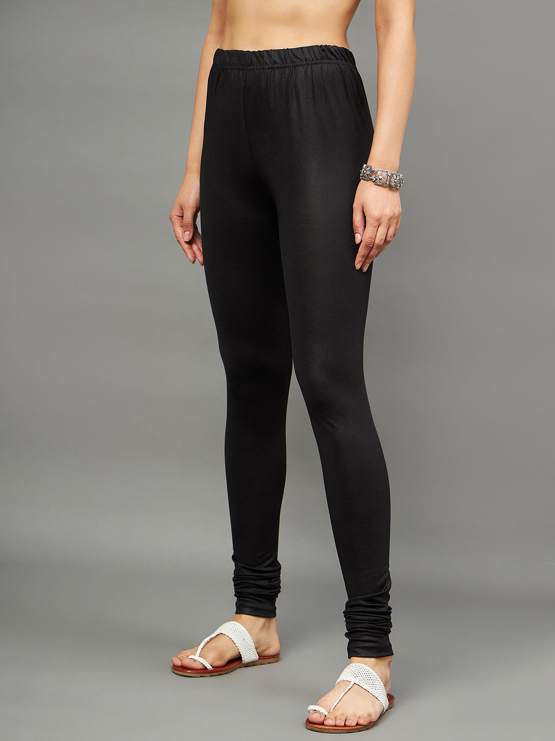 Black Shimmer Leggings - Ankle Length