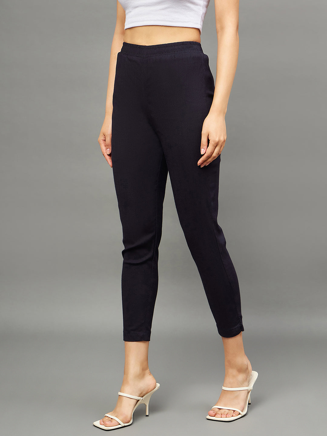 Navy Blue Colour Straight Pant XL
