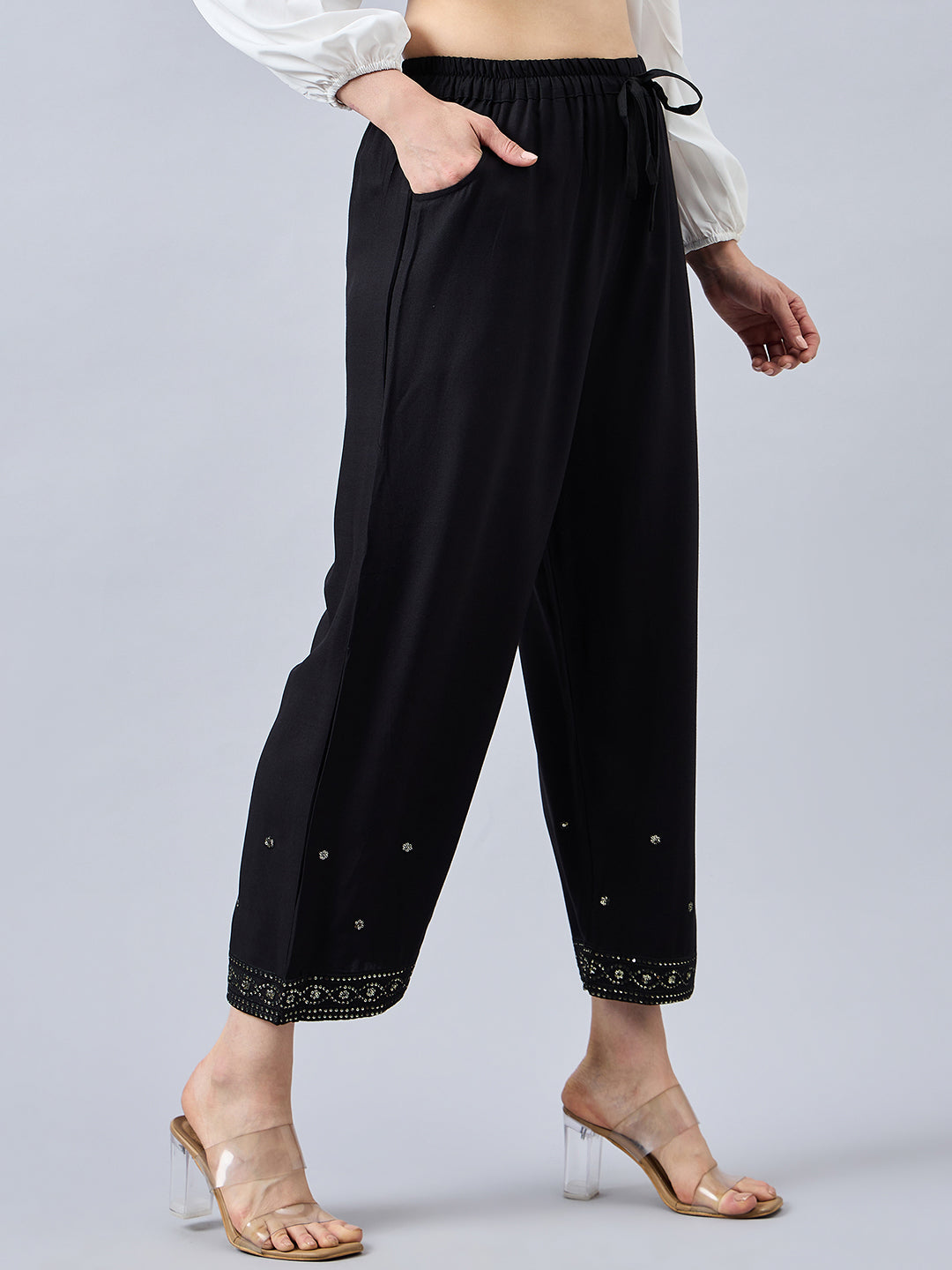 Black Embellished Palazzo