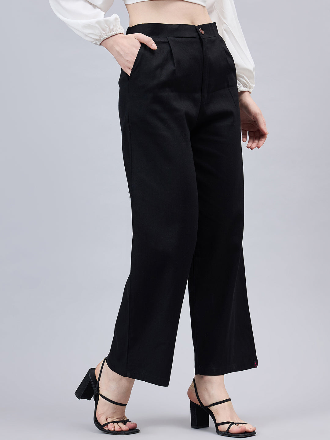Black Bell Bottom Pants M Black