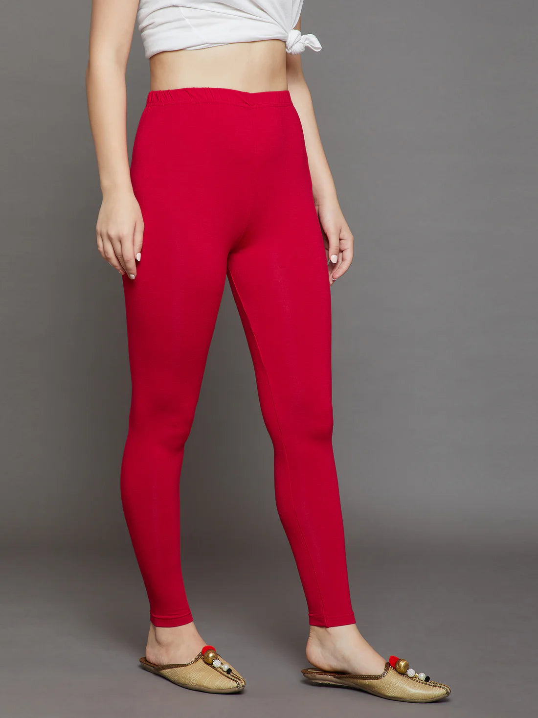 Red Viscose Ankle Legging