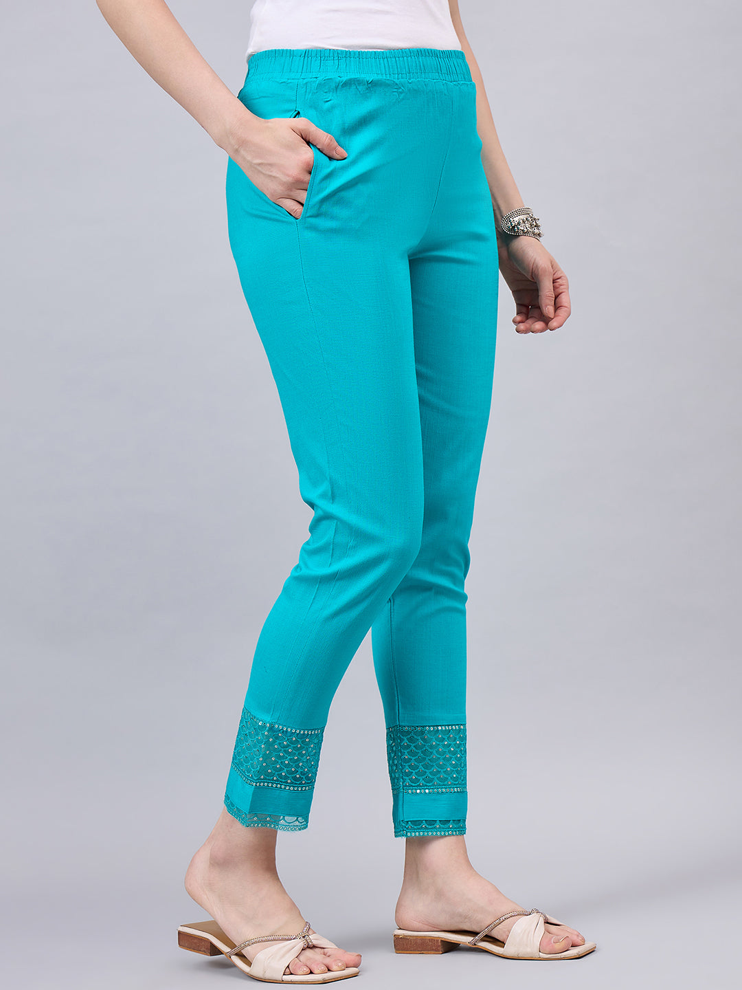 Rama Green Sequin Lace Pants