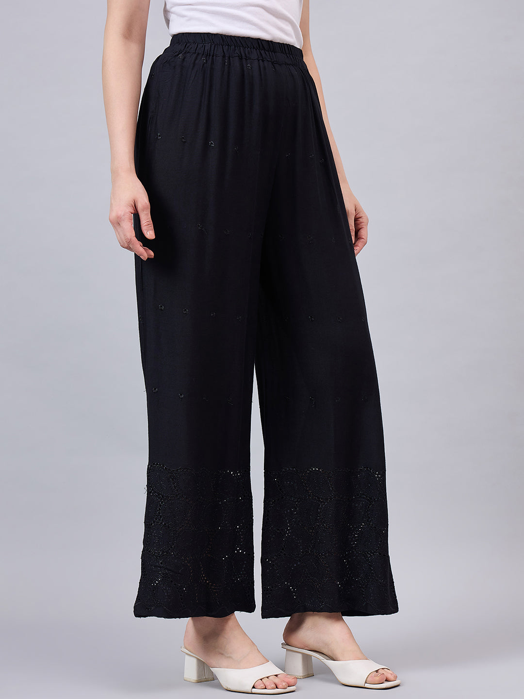 Black Chikankari Palazzos