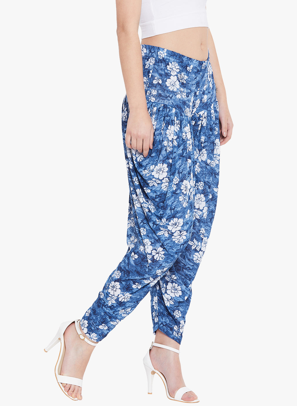 Floral Blue Printed Dhoti