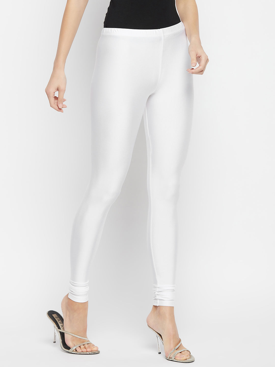Cream Metallic Leggings - Chudi Length