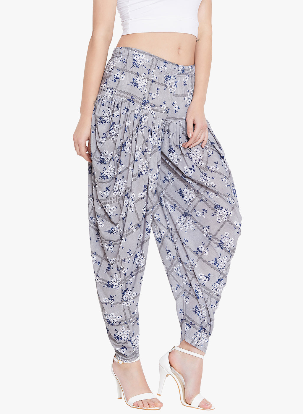 Lilac Floral Printed Dhoti