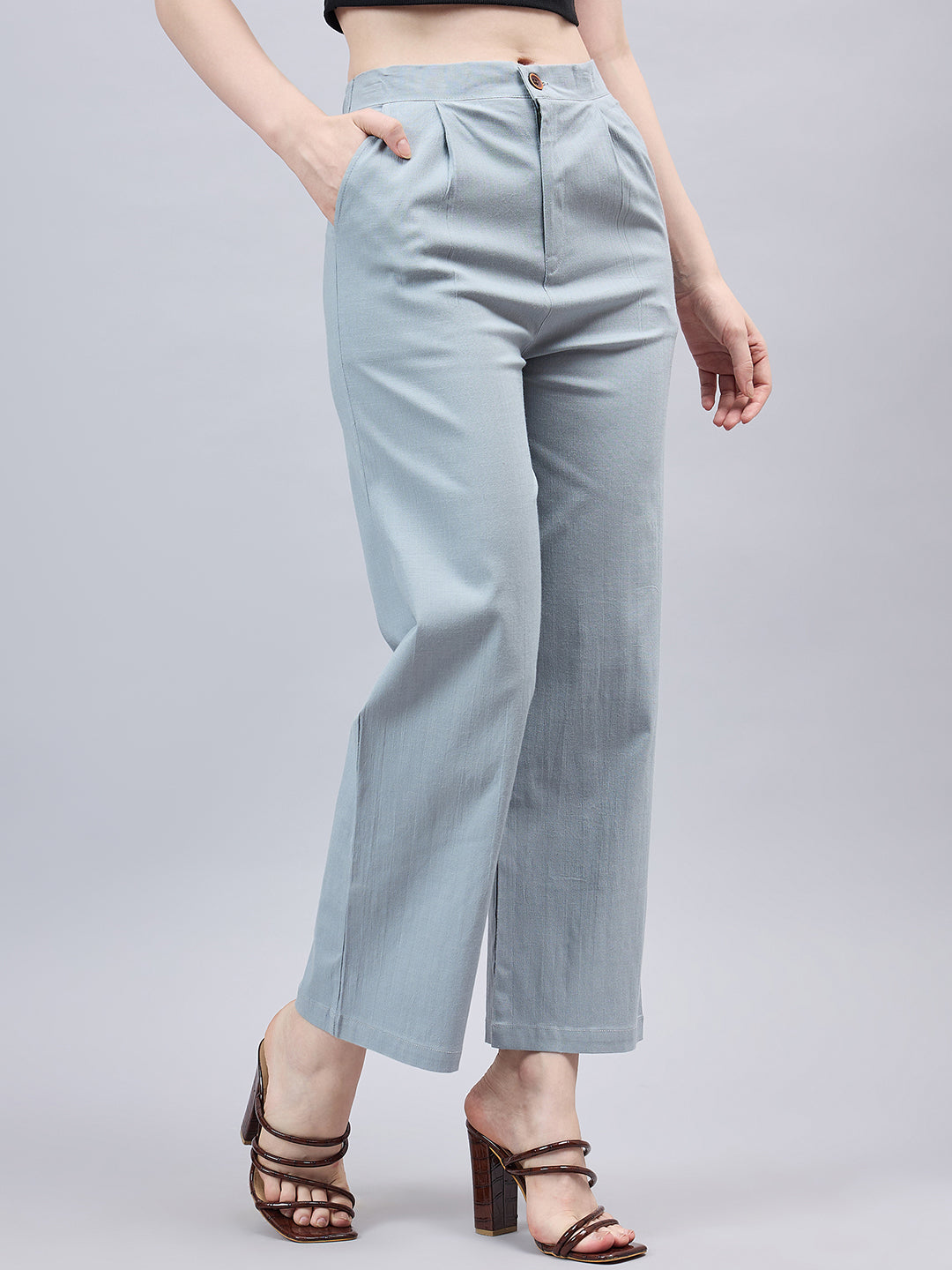 Light Grey Bell Bottom Pants Gray